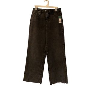 Wild Fable Jeans Black Wide Leg Distressed Hem Wms Size 8 NWT.